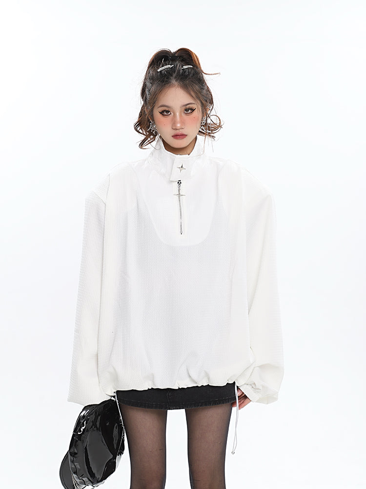 Helena Solid Color Long Sleeve Zip Up Turtleneck Sweater