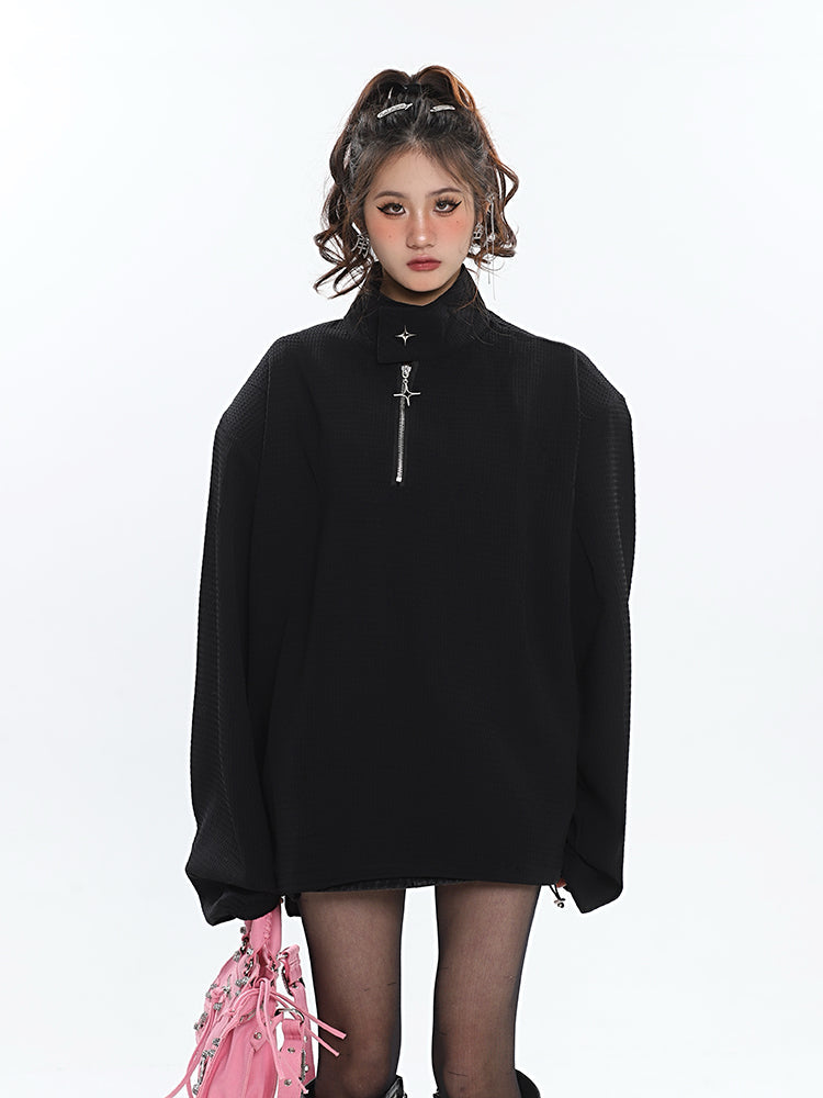 Helena Solid Color Long Sleeve Zip Up Turtleneck Sweater