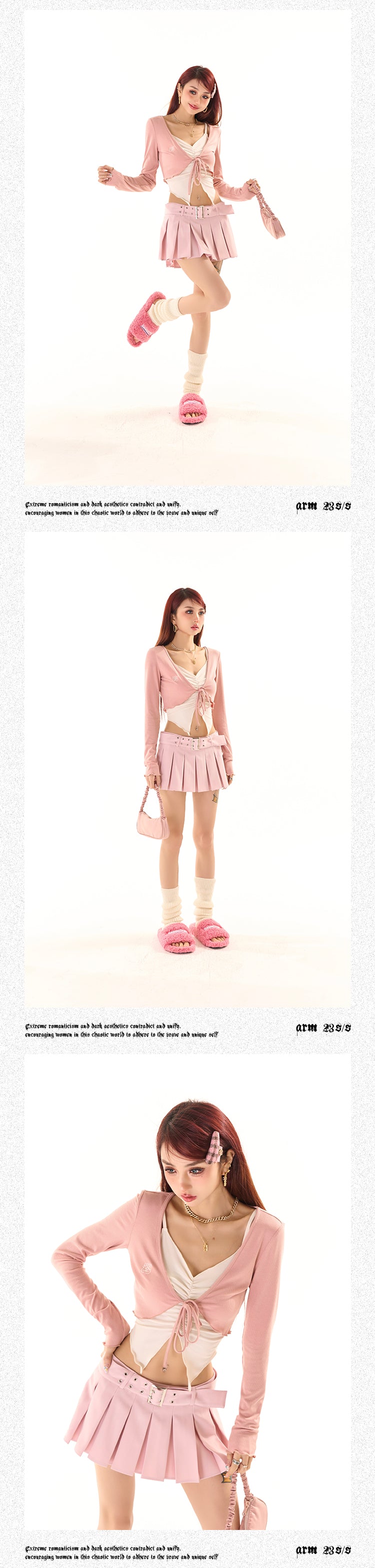 Zerocircle Suspender Cardigan Two-Piece Set Long Sleeve Top