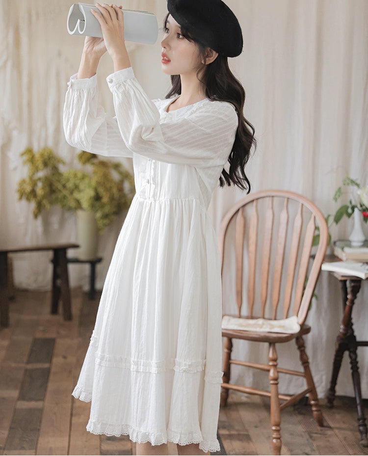 Light Academia Cotton Angelcore Dress