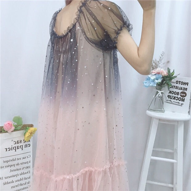 Midnight Blush Star Sequin Embellished Tulle Fairy Dress