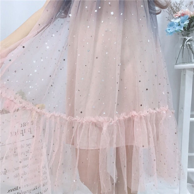 Midnight Blush Star Sequin Embellished Tulle Fairy Dress