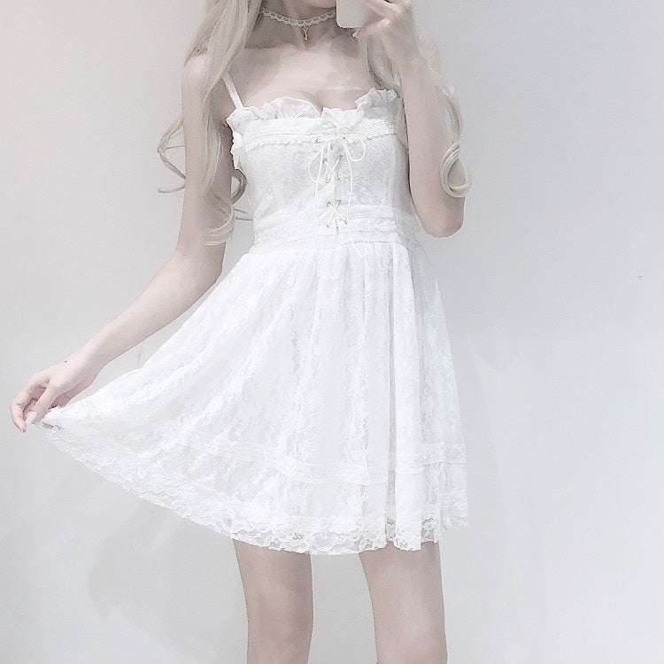 Mistybelle White Lace Nymphet Babydoll Dress