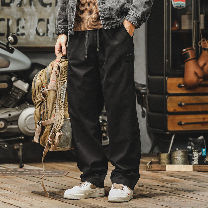 men’s fashion Autumn Simple Straight Casual Pants Men's Loose plus Size American Retro Washed Cotton Youth Overalls