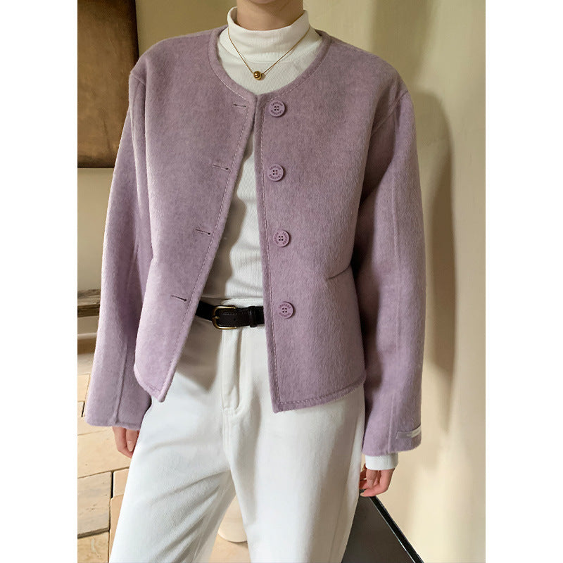 90s streetwear Yier Shirt Self-Retained Wool Shoulder Profile Short Double-Sided Elegant Socialite Coat Women's Autumn and Winter Top