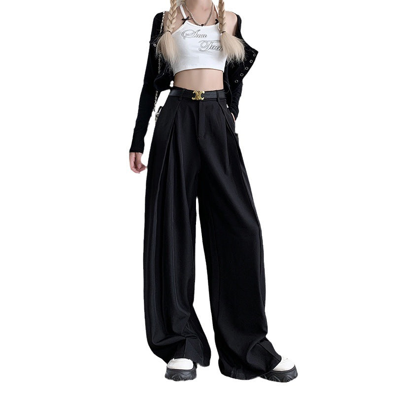 men’s fashion Autumn New Loose Suit Pants Casual Pants Women's Wide-Leg Pants High Waist Draping Mop Pants