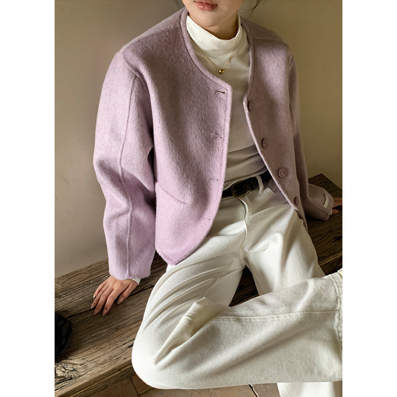 90s streetwear Yier Shirt Self-Retained Wool Shoulder Profile Short Double-Sided Elegant Socialite Coat Women's Autumn and Winter Top