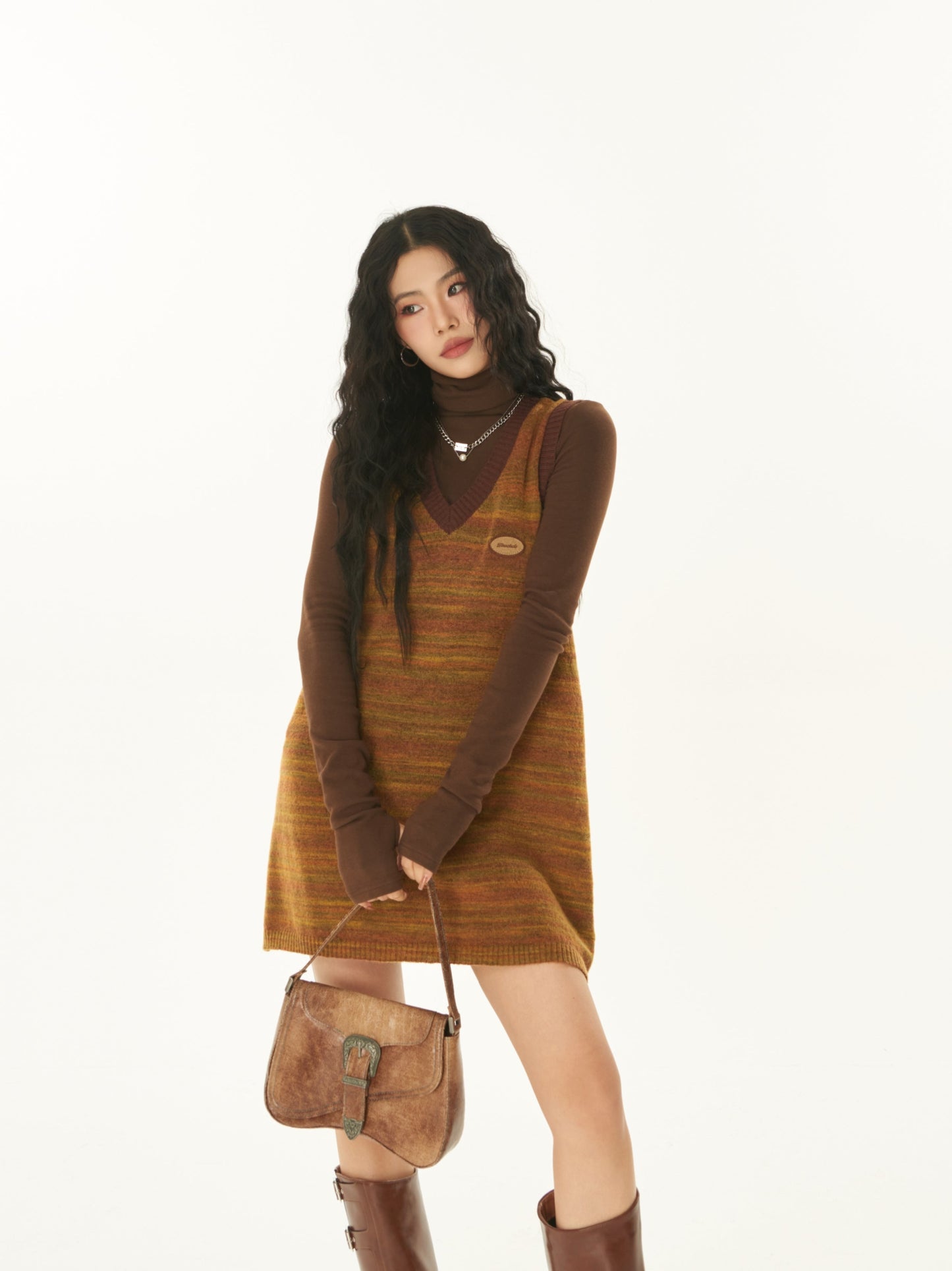 Alice Sleeveless V-Neck Knitted Short Sweater Dress