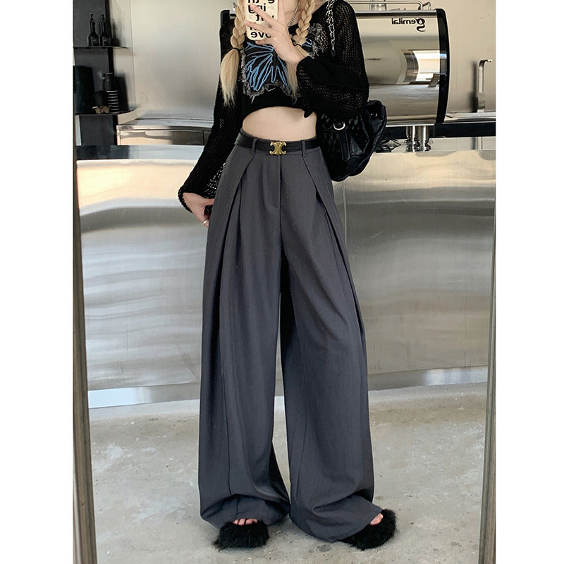 men’s fashion Autumn New Loose Suit Pants Casual Pants Women's Wide-Leg Pants High Waist Draping Mop Pants