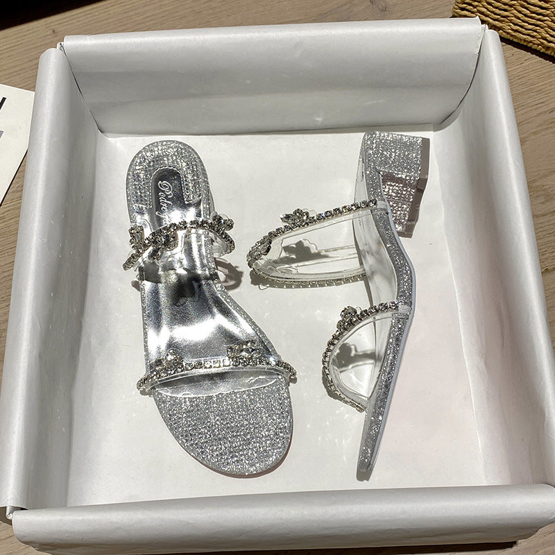 Women's Chunky Fairy Rhinestone Strap Outdoor Sandals