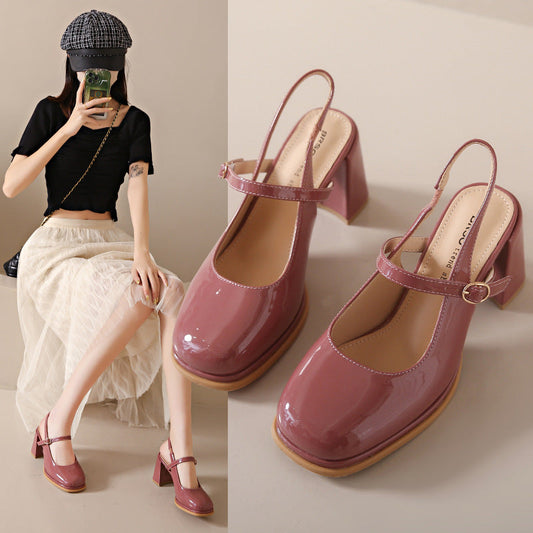 Women's Toe High Round Fashion Fairy Patent Sandals