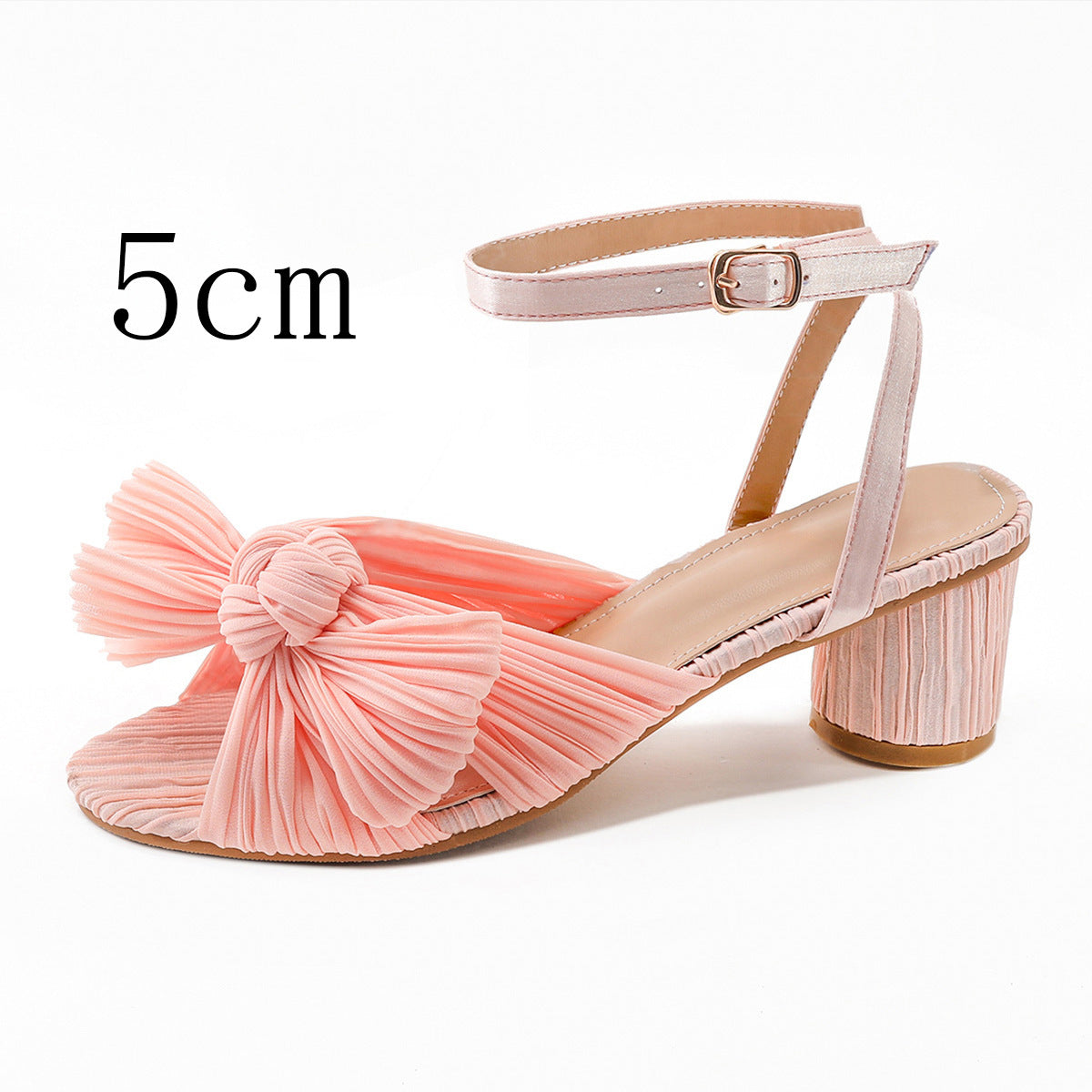 Women's Chunky Satin Bow Round Toe Open Sandals