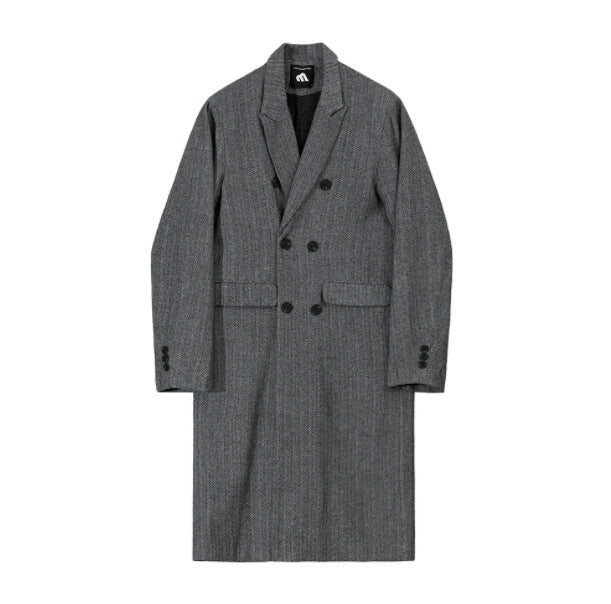 mens winter fashion Mid-Length Woolen Overcoat Men's Winter Korean Style Loose Casual Thickened Men's Woolen Trench Coat