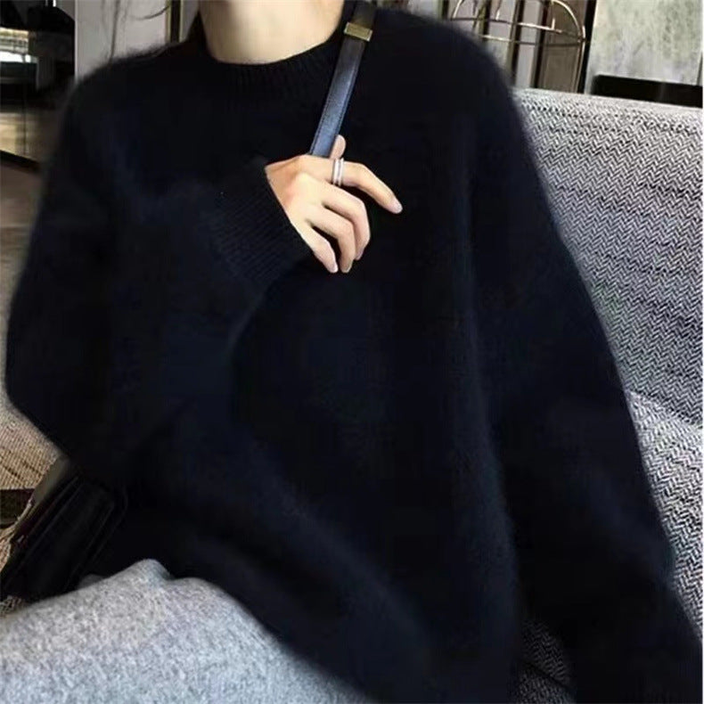 mens fall fashion Faux Mink Velvet round Neck Loose Pullover Women's Spring and Autumn New Large Version Lazy Style Warm Coat