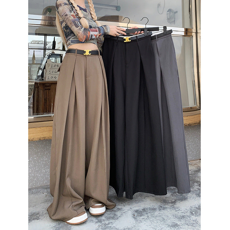 men’s fashion Autumn New Loose Suit Pants Casual Pants Women's Wide-Leg Pants High Waist Draping Mop Pants