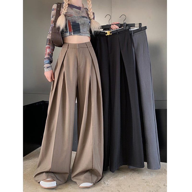 men’s fashion Autumn New Loose Suit Pants Casual Pants Women's Wide-Leg Pants High Waist Draping Mop Pants