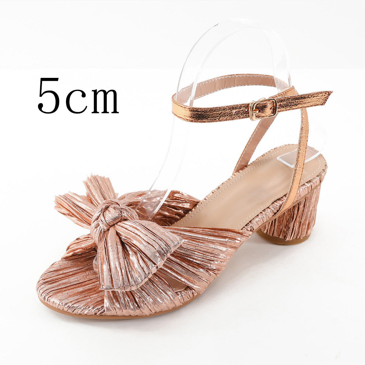 Women's Chunky Satin Bow Round Toe Open Sandals