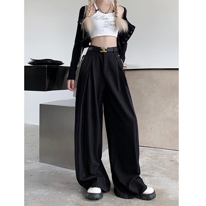 men’s fashion Autumn New Loose Suit Pants Casual Pants Women's Wide-Leg Pants High Waist Draping Mop Pants