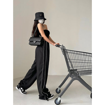 Richard Side Stripe Baggy Loose Solid Color Pants