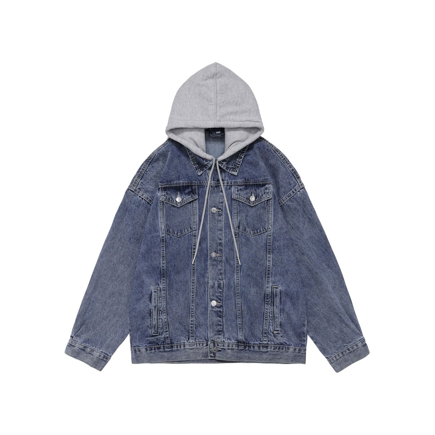 men fall outfits casual Denim Coat Men's Spring and Autumn Men's Hooded Loose Workwear Jacket Top Coat Women's