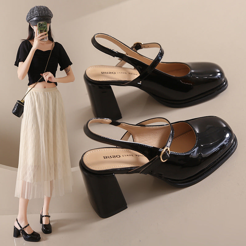 Women's Toe High Round Fashion Fairy Patent Sandals