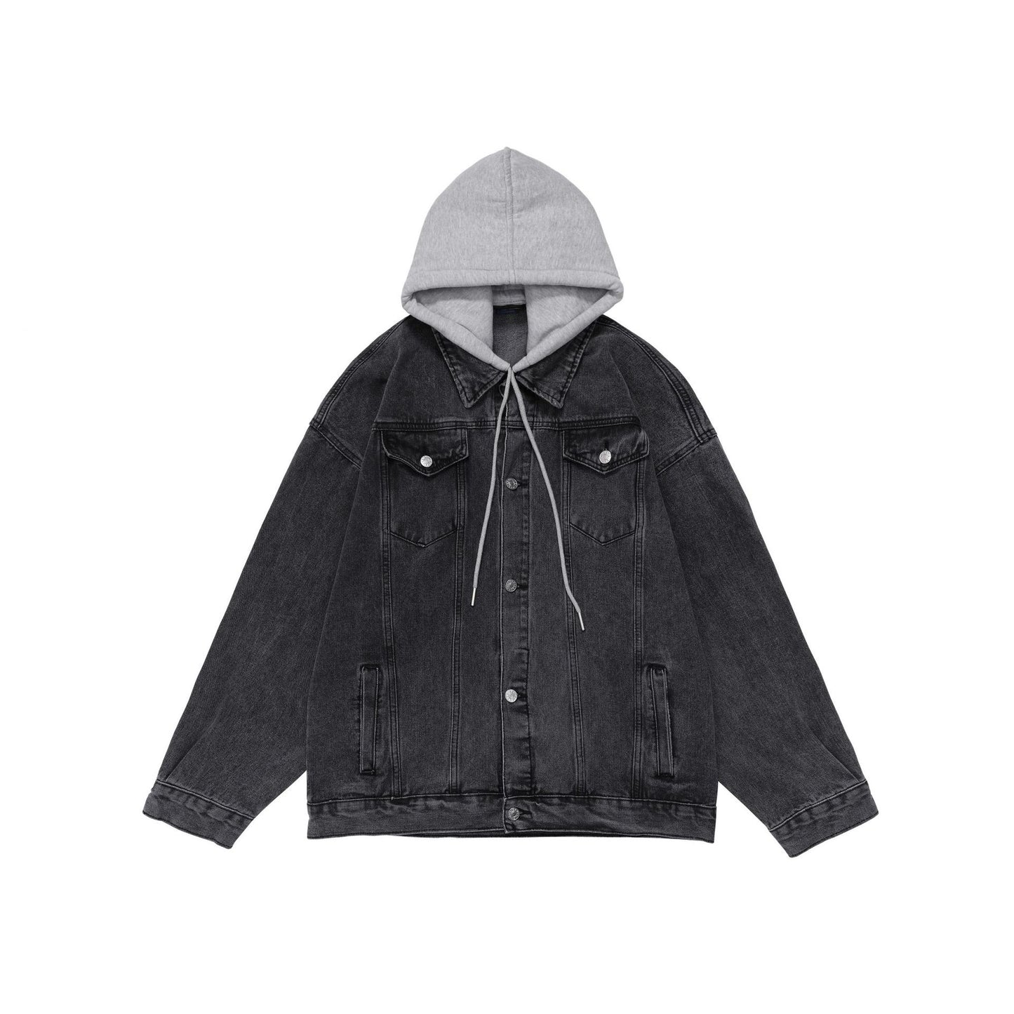 men fall outfits casual Denim Coat Men's Spring and Autumn Men's Hooded Loose Workwear Jacket Top Coat Women's