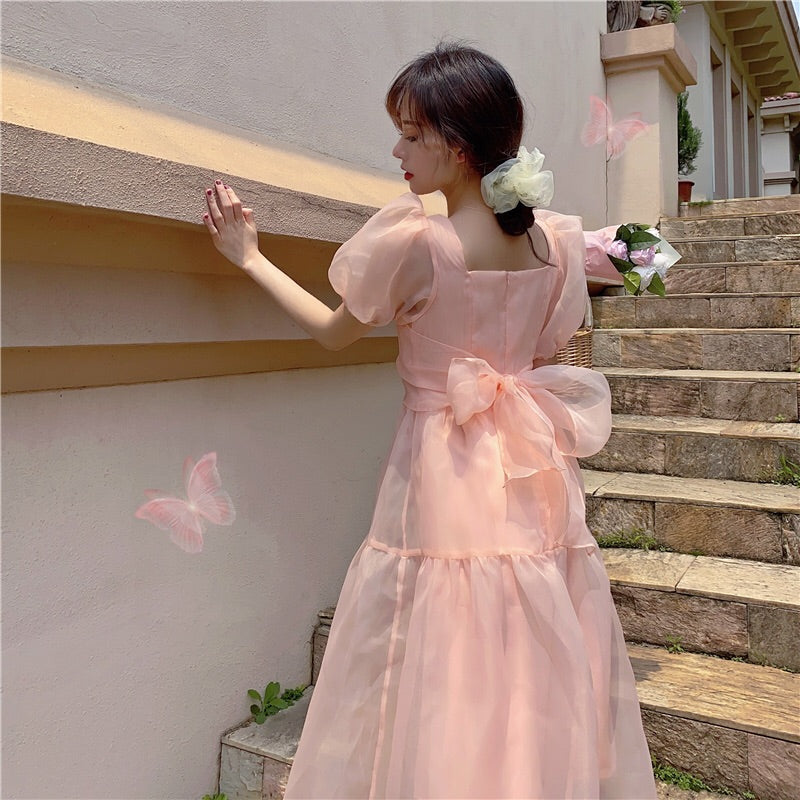 Peach Blush Kawaii Princess Chiffon Dress