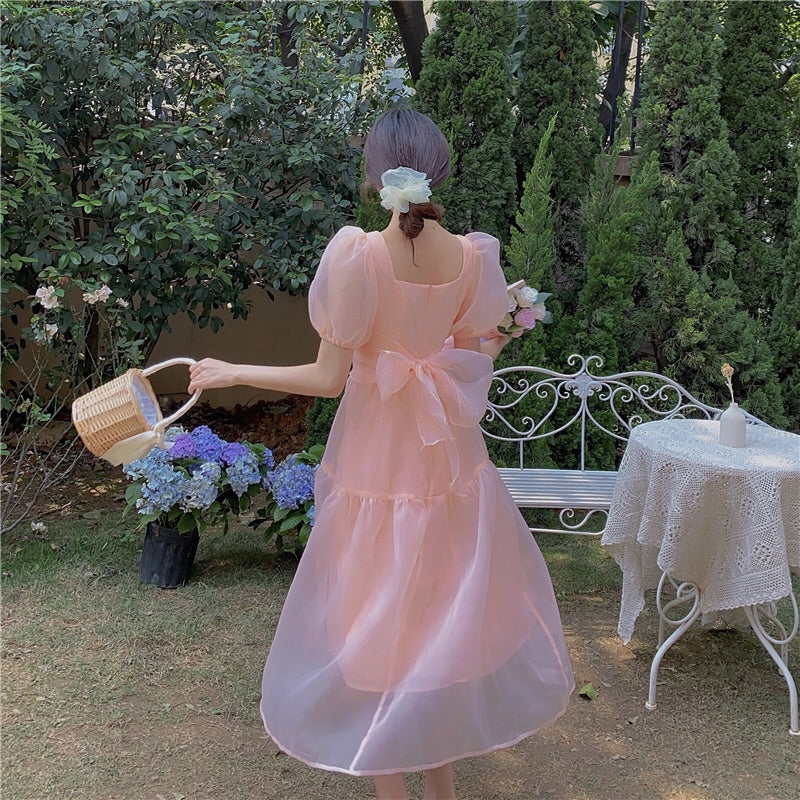 Peach Blush Kawaii Princess Chiffon Dress