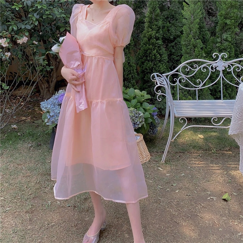 Peach Blush Kawaii Princess Chiffon Dress