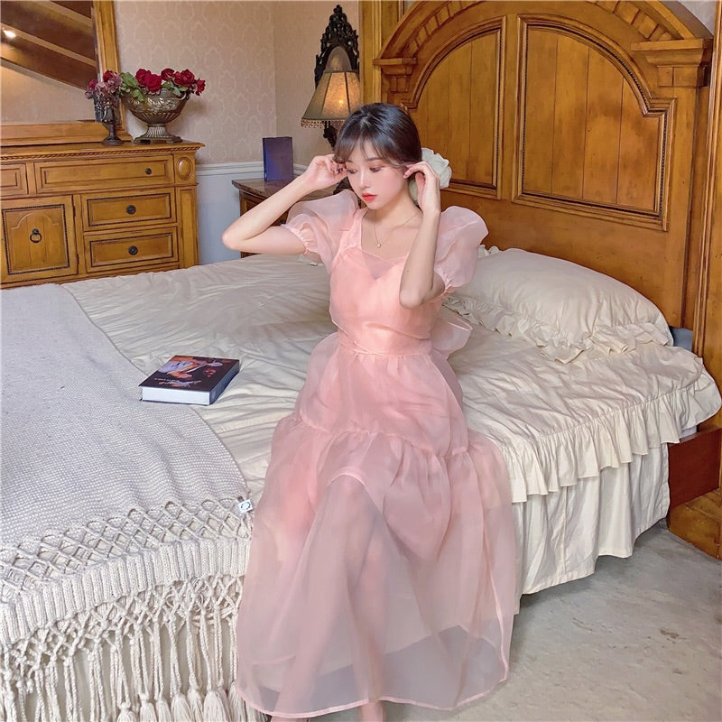 Peach Blush Kawaii Princess Chiffon Dress