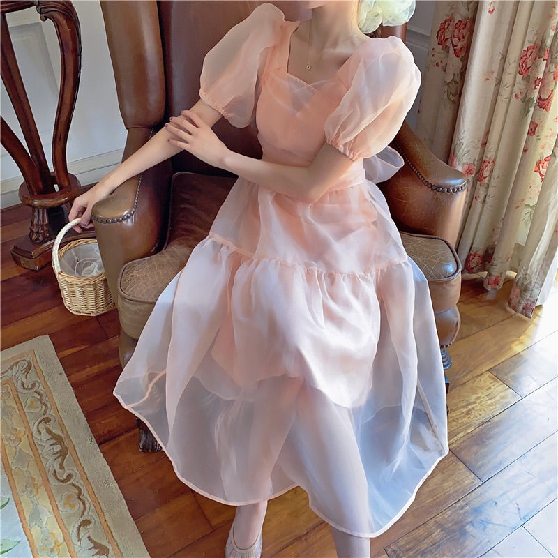 Peach Blush Kawaii Princess Chiffon Dress