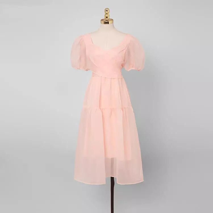 Peach Blush Kawaii Princess Chiffon Dress