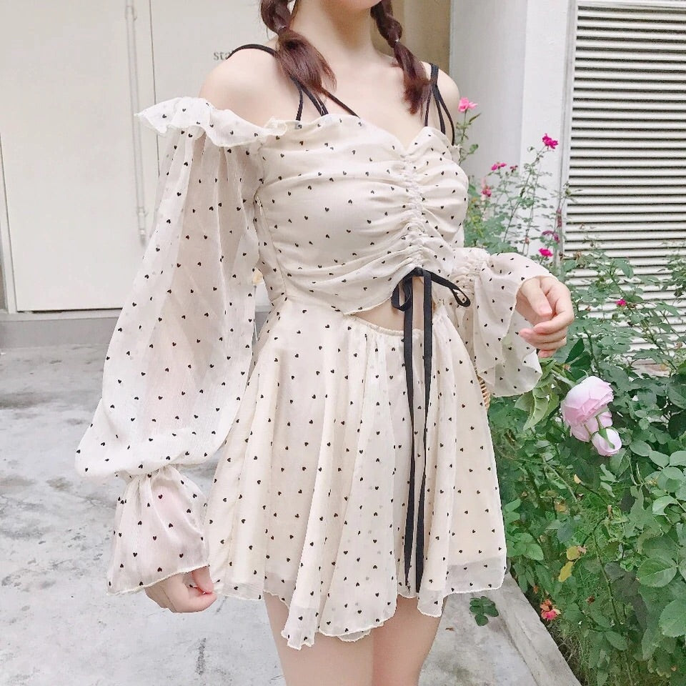 Poppy Heart Chiffon Mini Dress