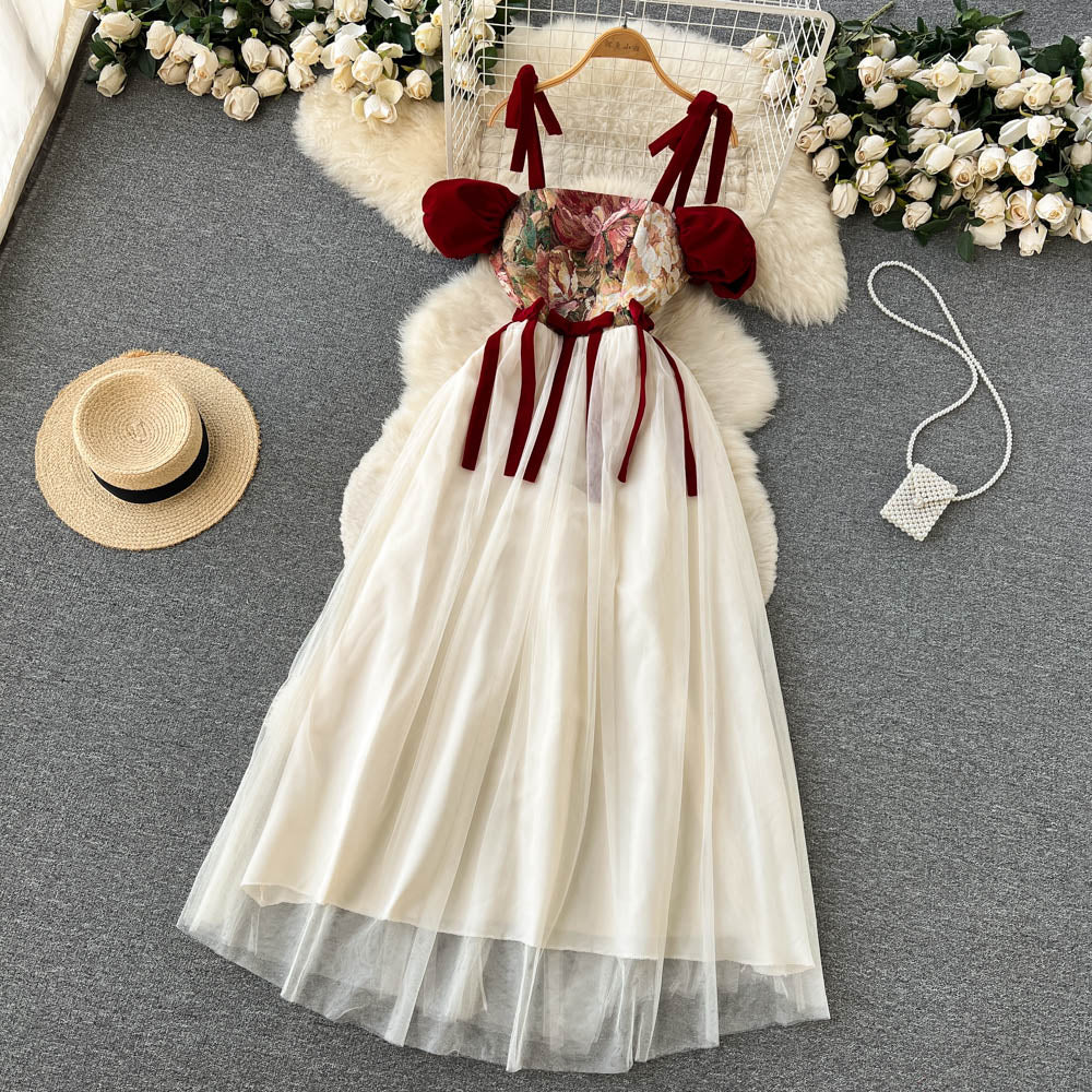 Princess of the Whispering Temple Red Velvet Tapestry Dress