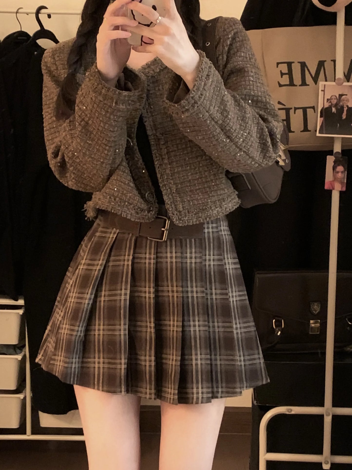 Victoria Dark Academia Plaid Pleated Mini Skirt