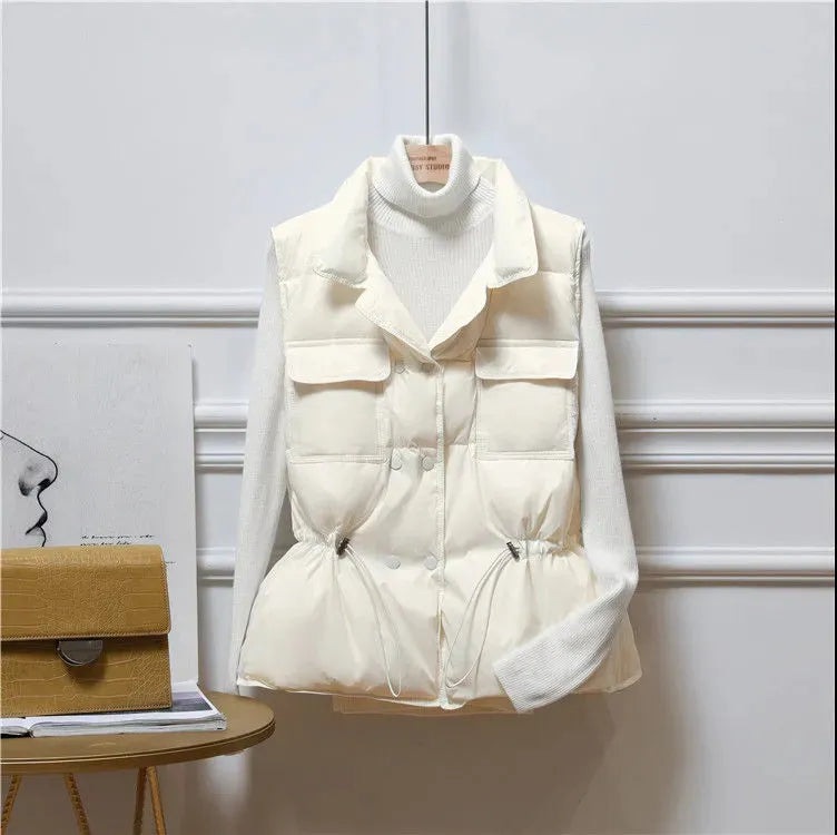 2023 New Light Down Vest Women Short Vest Windproof Lightweight Warm Waistcoat Female White Duck Down jacket Coat Sleeveless