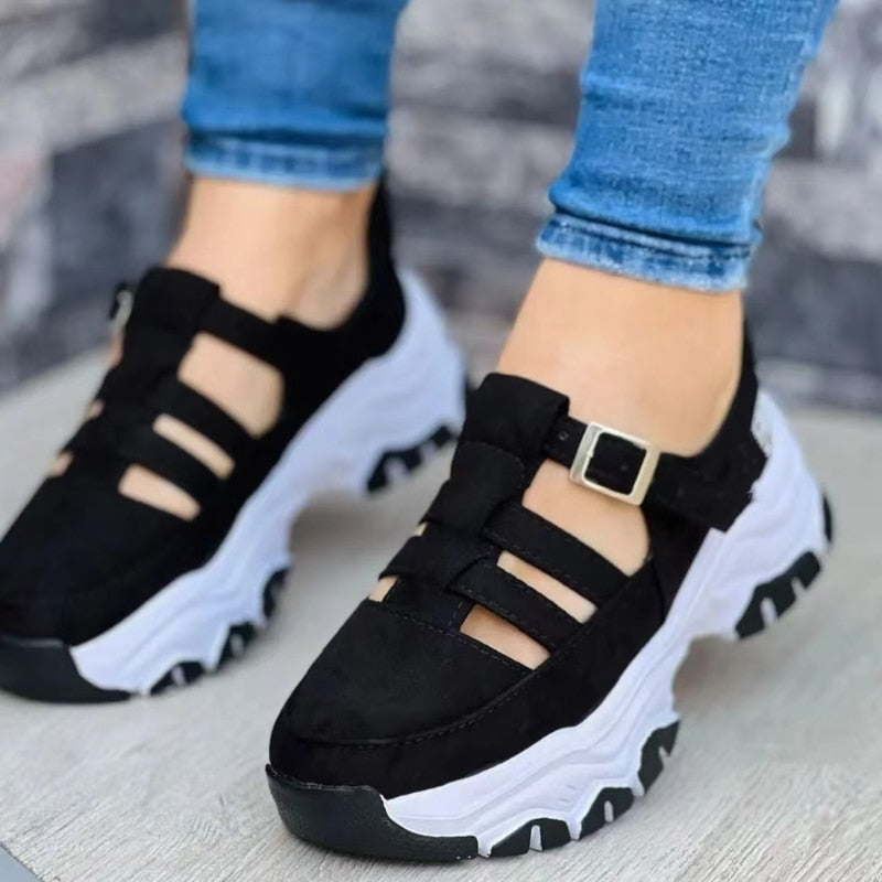 2023 New Thick-soled Women's Sports Shoes Fashion Casual Comfortable Slip-on Flat Shoes Women's Heightening Vulcanized Shoes