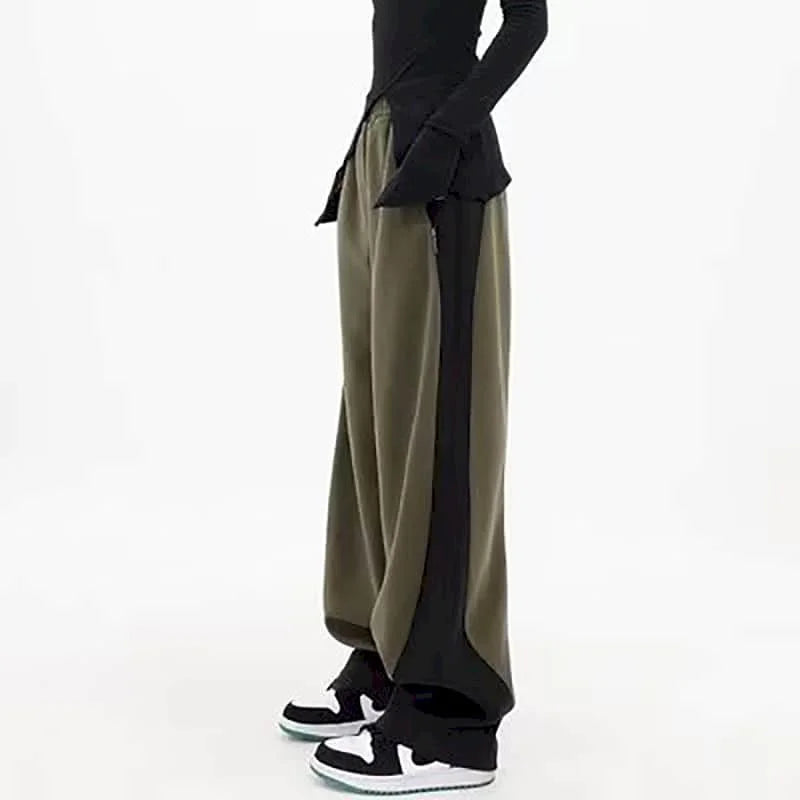 Patchwork Pants Loose Straight Pants Korean Fashion Women's Pants Casual Wide Leg Y2k Pants Vintage Sweatpants Women Clothing