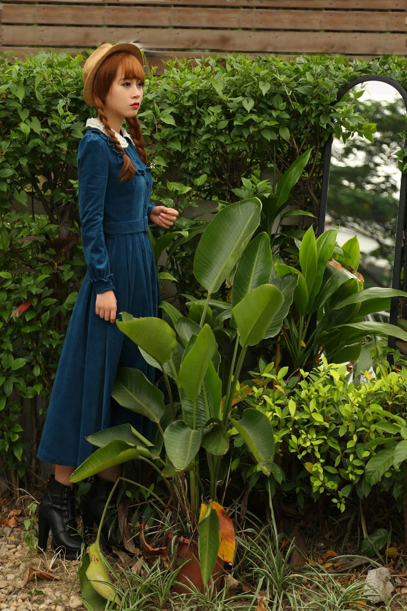 Morena Blues Cottage Witch Corduroy Dress