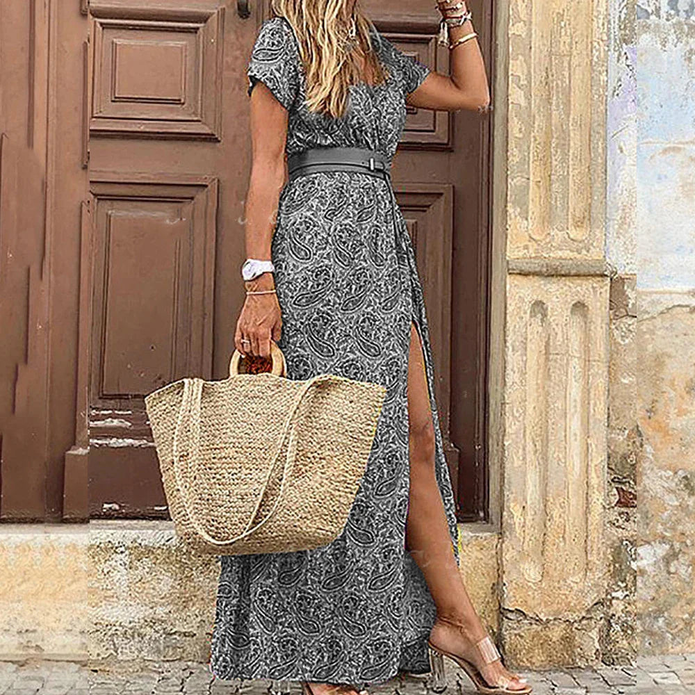 WARMMETA Dress for Women 2024 Summer Beach Bohemian Dresses Vestido Casual Robe Female Clothing Y2K Floral Skirt Elegant Maxi Dress