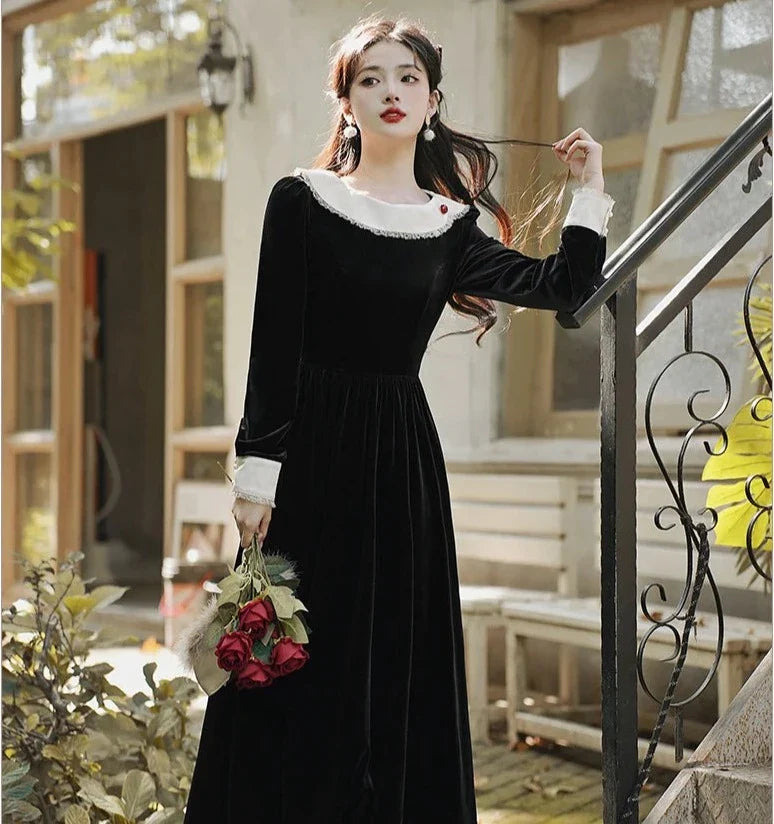 Fragments of a Romance Dark Aesthetic Romantic Goth Velvet Dress