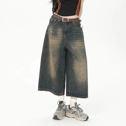 Vintage Loose Jorts Jeans Y2k Streetwear Oversize Shorts Denim Pants Korean Fashion Baggy Grunge Trouser Summer Neutral