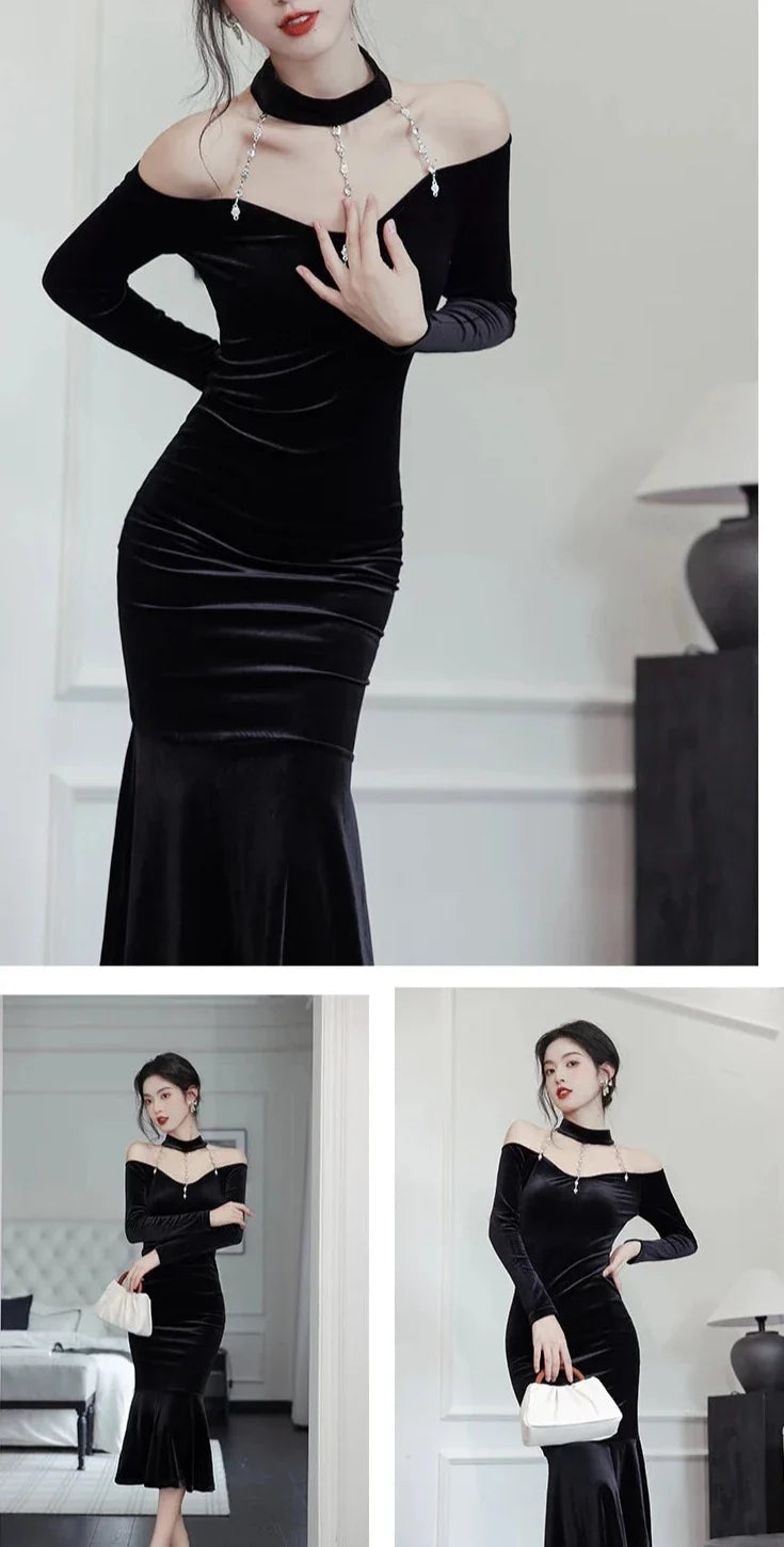 Goddess in The Night Dark Aesthetic Vamp Velvet Dress