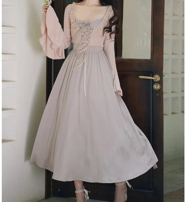 Eleonora Mauve Soft Ethereal Aesthetic 2-Piece Dress Set