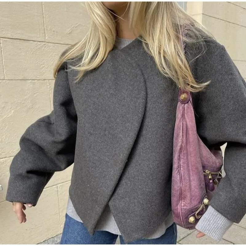 Autumn Brown Cropped Cotton Jackets Casual Fashion Long Seeve Cardigan Coat Women Ins New Commuter Female's Woolen Coats