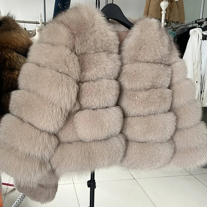 Maomaokong 2023 Natural Real Fox Fur Coat Women Winter Warm Luxury Fur Jacket Detachable Long Sleeves Female Vest Furry Coats