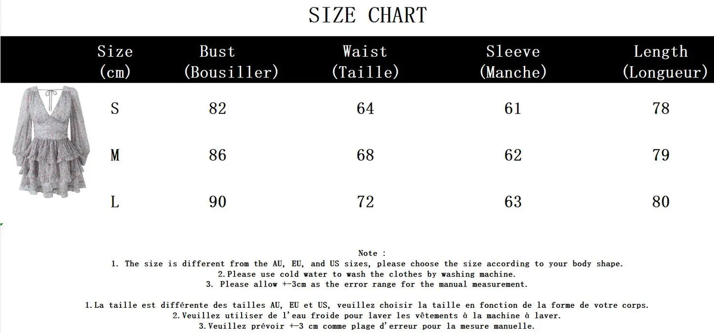 PICSGIRL -  Floral Printed Mini Dress Women 2024 New Spring Sexy Elegant V-neck Long Sleeve Backless Ruffle Dresses Casual Fashion Dress