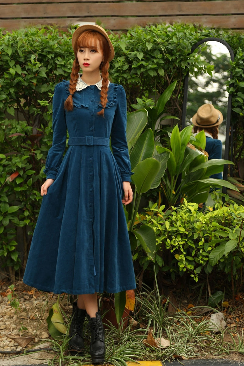 Morena Blues Cottage Witch Corduroy Dress