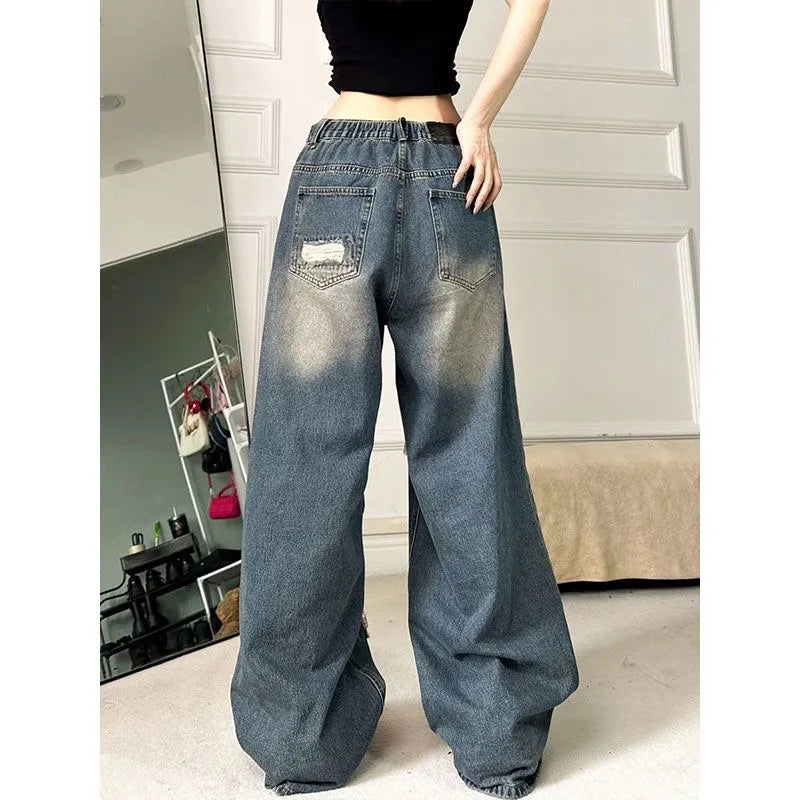 Ripped Baggy Jeans For Women 2023 Summer streetwear Fashion High Waist Boyfriend Jeans For Women Gothic Denim Pants Woman