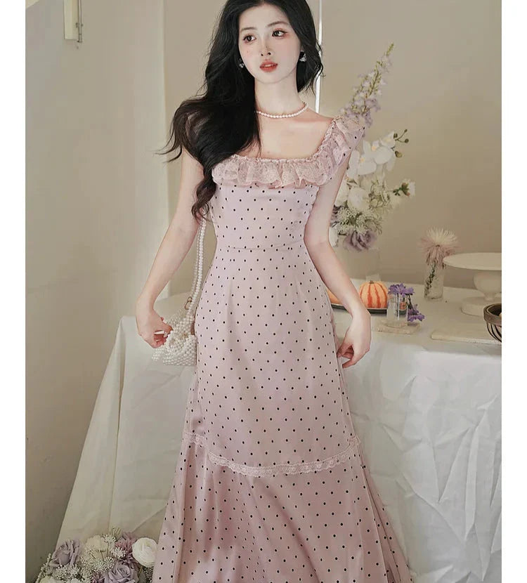 Dusty Pink Polka Dot Dress